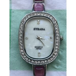 Strada MOP Dial Pink Gems Silver Tone Women’s Quartz Watch